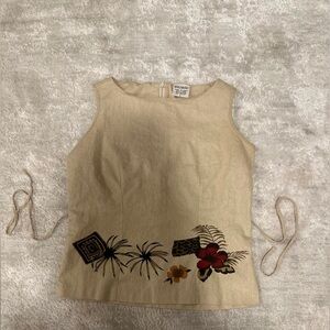 Magic Beige Top with Colorful Embroidery